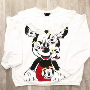 Zara Mickey Mouse Sweatshirt with Peplum Collar
